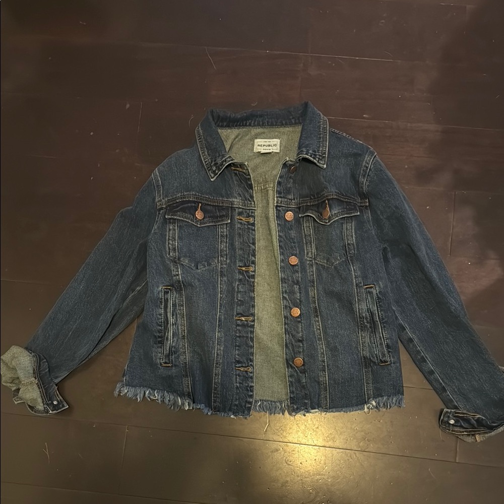 For The Republic Women's Dark Blue Denim Jean Jacket